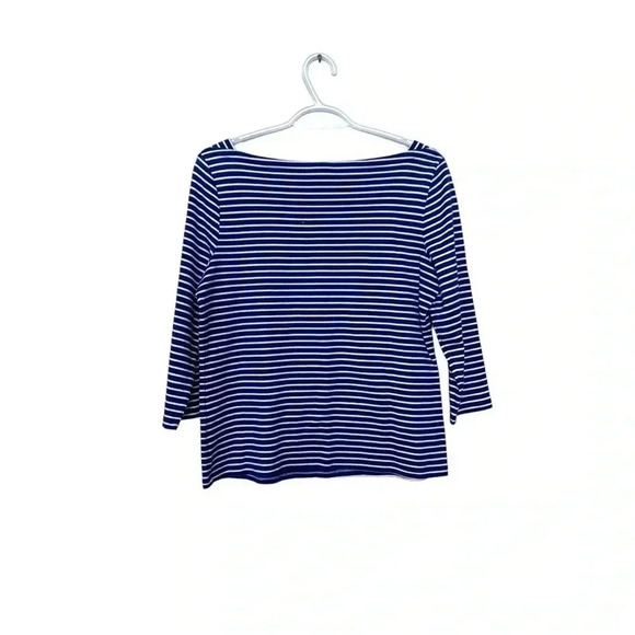 Talbots 100% soft Pima cotton,  3/4 sleeve T-shirt w boat neck,  Nautical - Picture 2 of 7